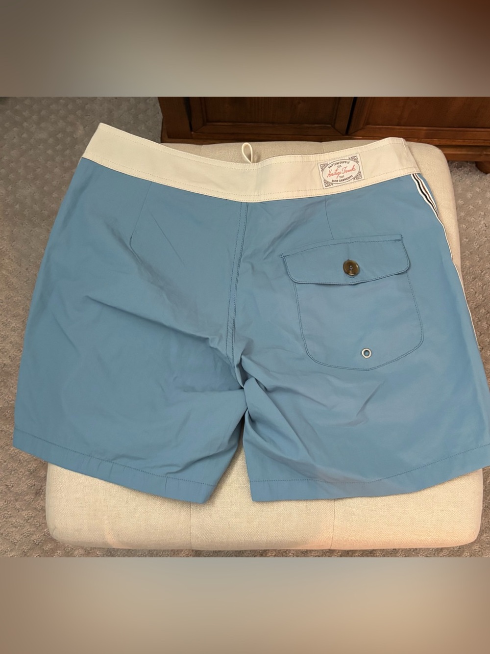 Rhythm. Men’s Light Blue Swim Board Shorts with White Waistband - Picture 2 of 4